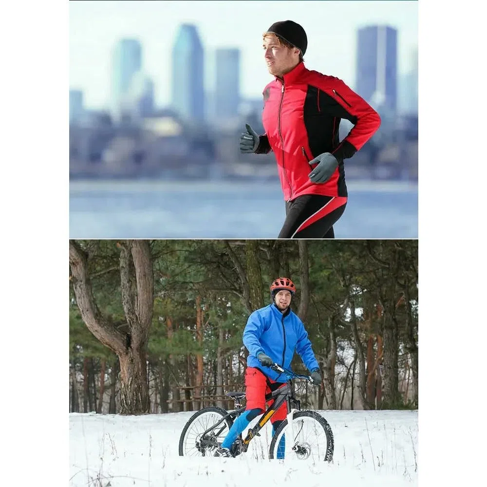 JJDFW - Guantes de forro polar para pantalla táctil de invierno, antideslizantes, resistentes al viento, guantes de ciclismo, camping, senderismo, correr