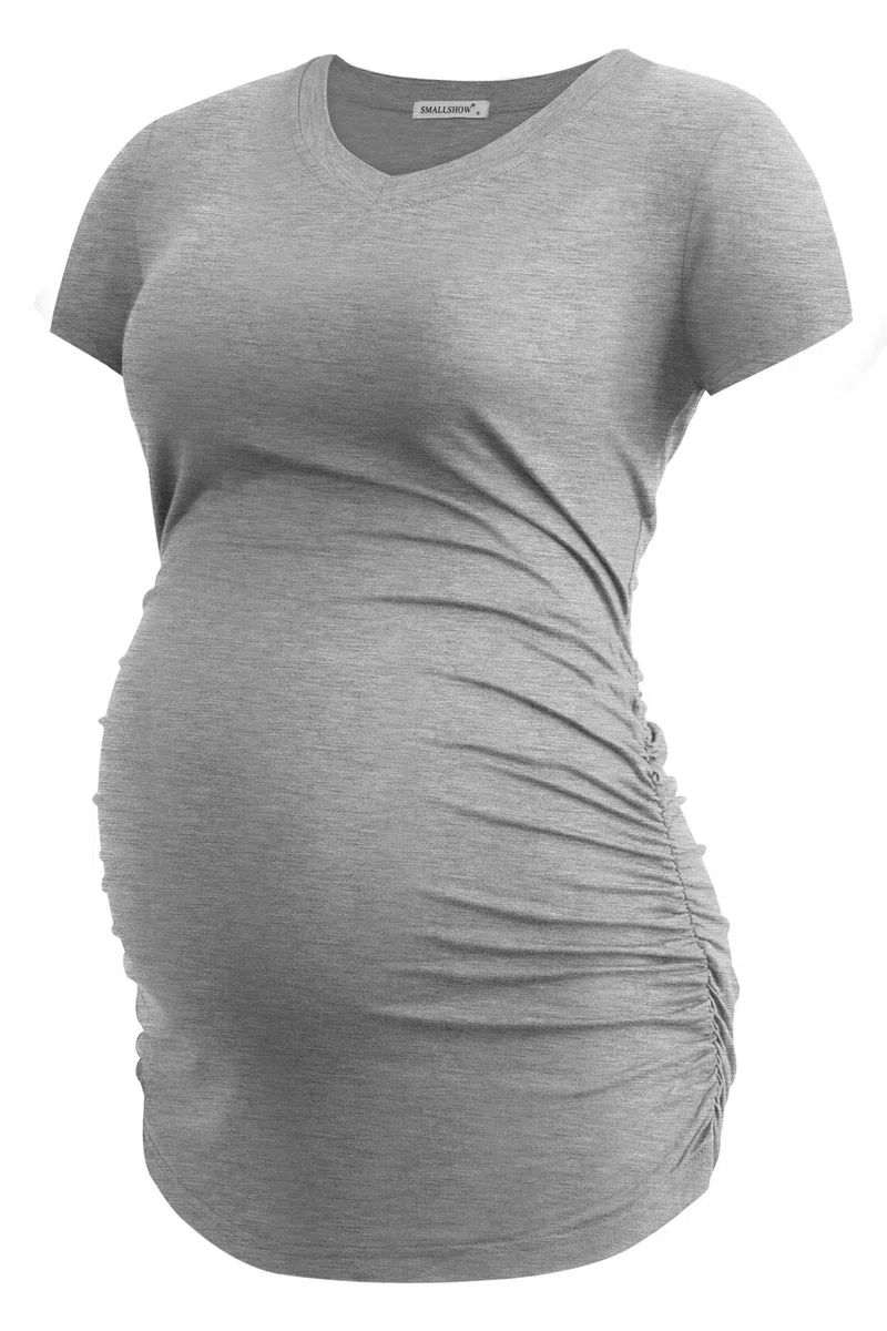 Smallshow - Camiseta de embarazo con cuello en V para mujer - - X-Large