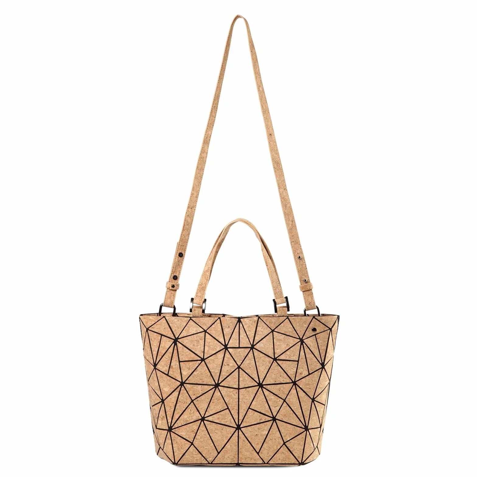 Bolso de mano geométrico, bolso de mano de corcho con asa superior, bolsa de hombro para compras, bolsa de playa para mujeres y niñas (bolso con correa larga)