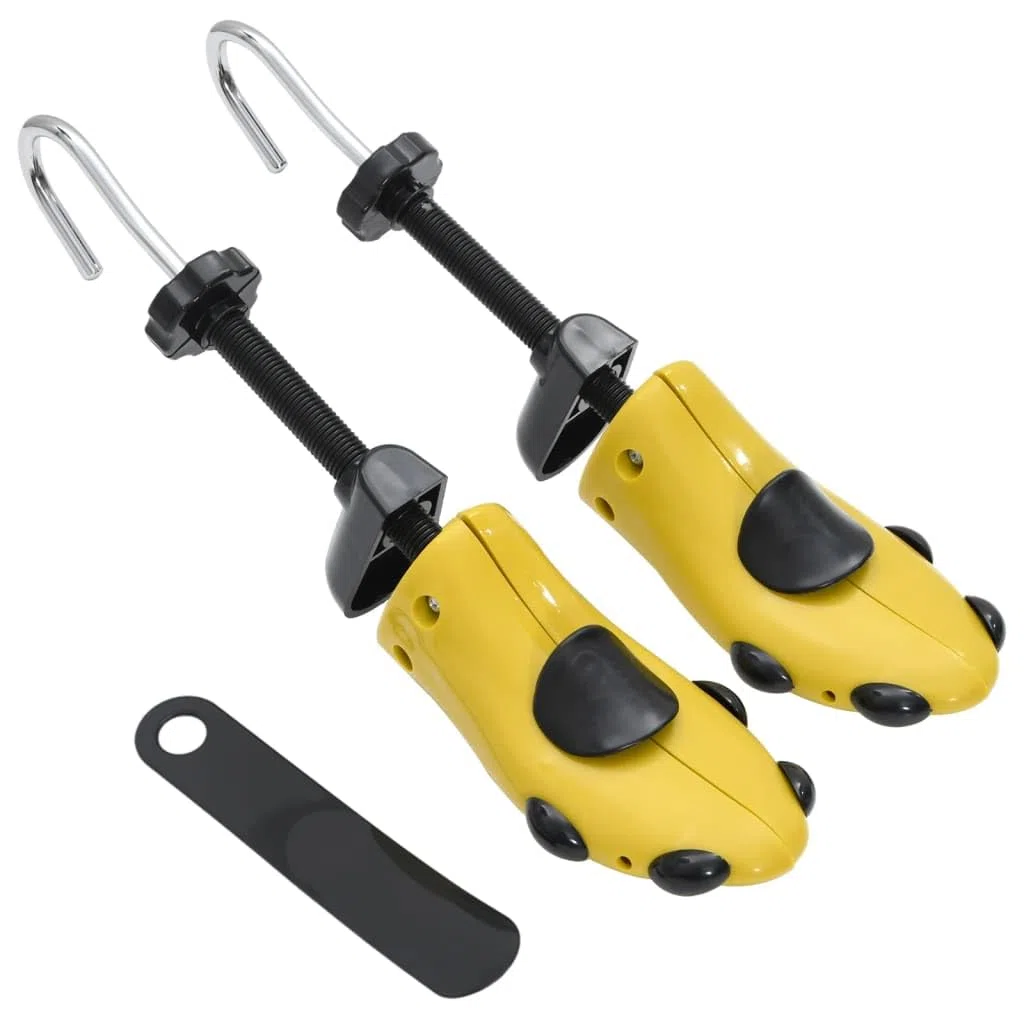 Horma de zapatos con calzador amarillo de plástico UE 34-37, expansor de zapatos para mujer, tensor de botas para estirar, moldear y cuidar zapatos deportivos y zapatos de ocio