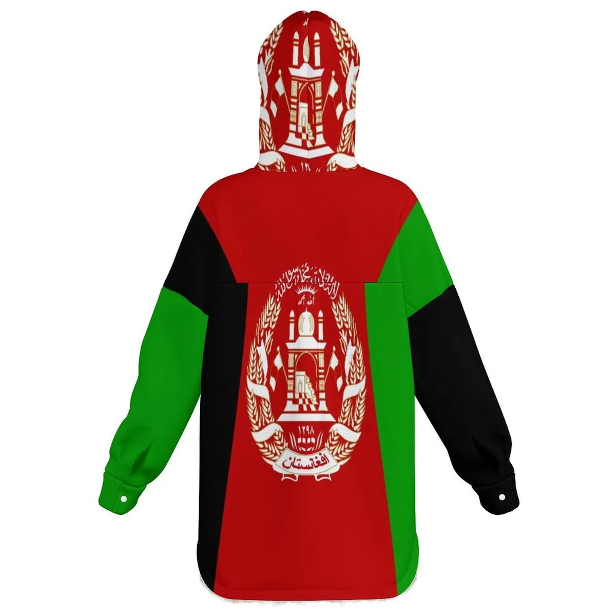 Sudadera Invierno con Capucha de Forro Polar Mujer Bandera Afgana Cálido Hoodies a Manga Larga Felpa Sudadera con Bolsillos, Rojo