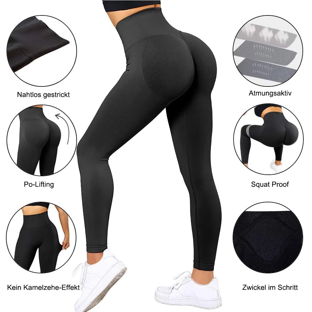 RXRXCOCO Leggings deportivos de cintura alta para mujer, largos, opacos, push-up, para correr, para correr