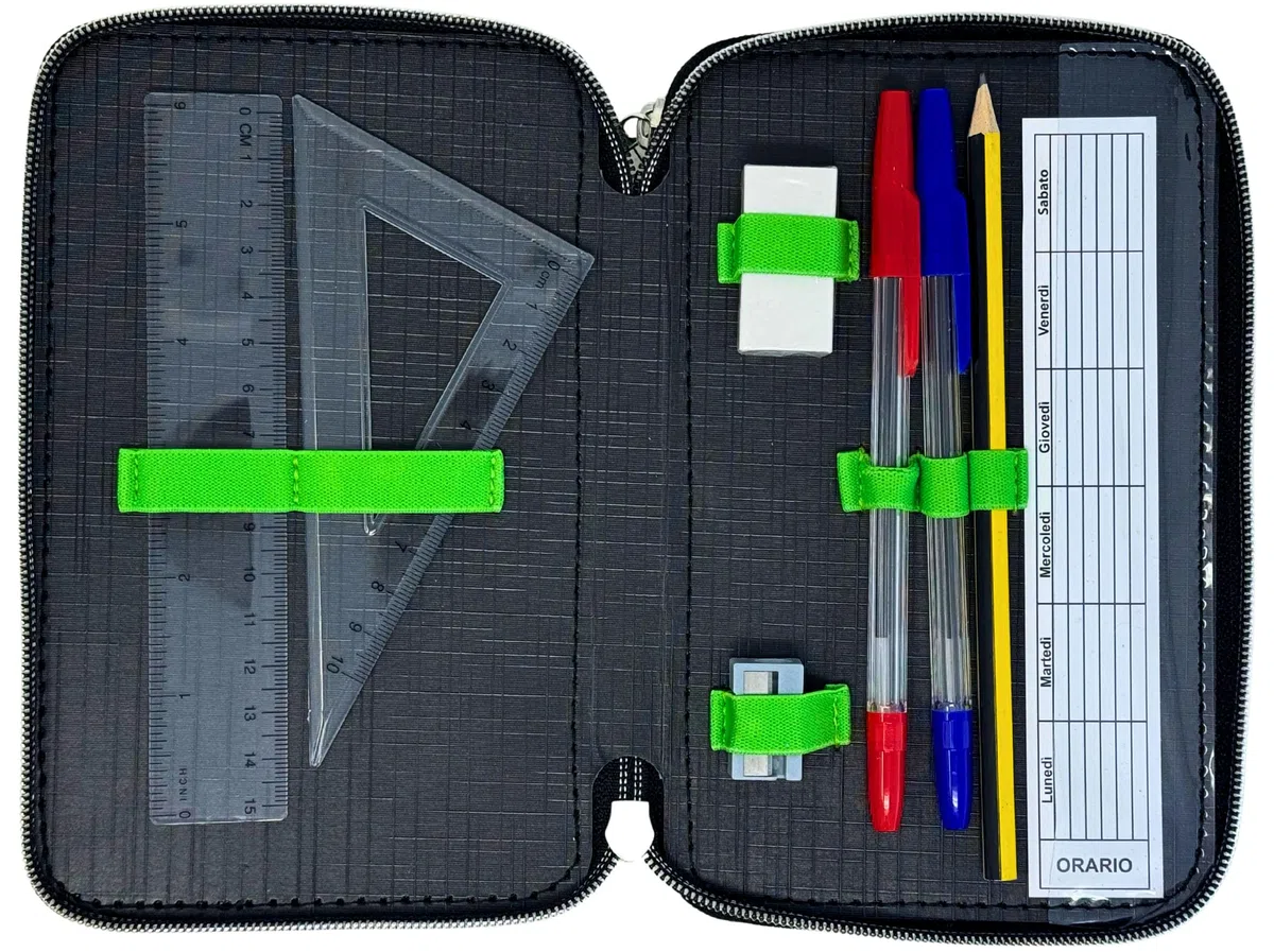 Pack escolar 2 piezas para fans de Minecraft – Mochila niño 42 cm 22 L Primaria 6-12 años + estuche completo 3 compartimentos 44 piezas