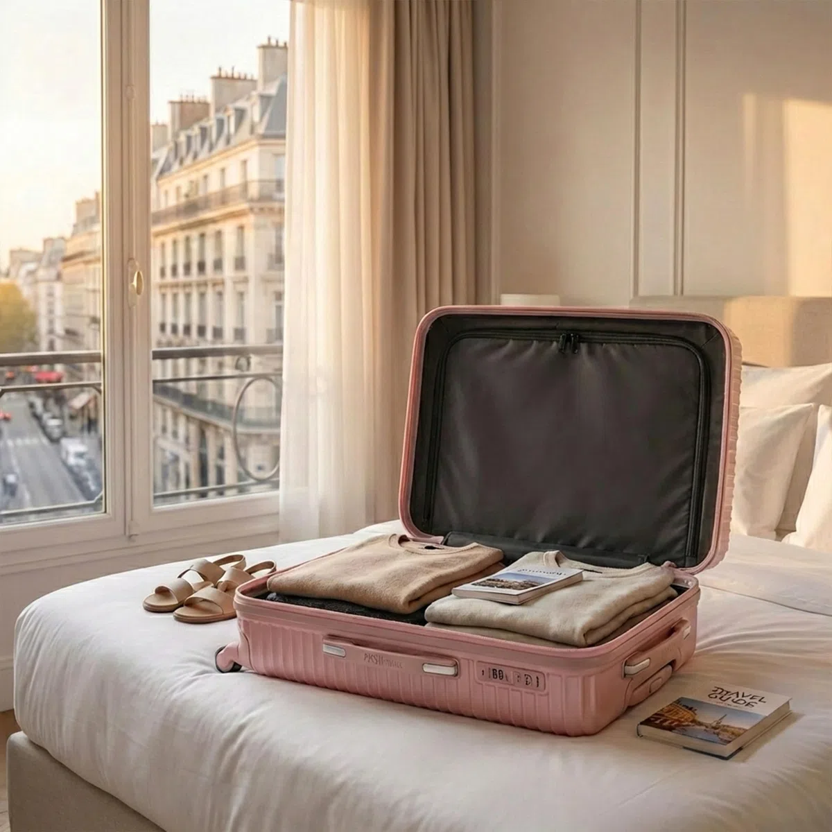 POSH Maleta de polipropileno – Bolsas de cosméticos, equipaje de mano, maletas y maletines medianos y grandes – Maleta de viaje con cerradura TSA y ruedas dobles silenciosas – apilable, Rosa