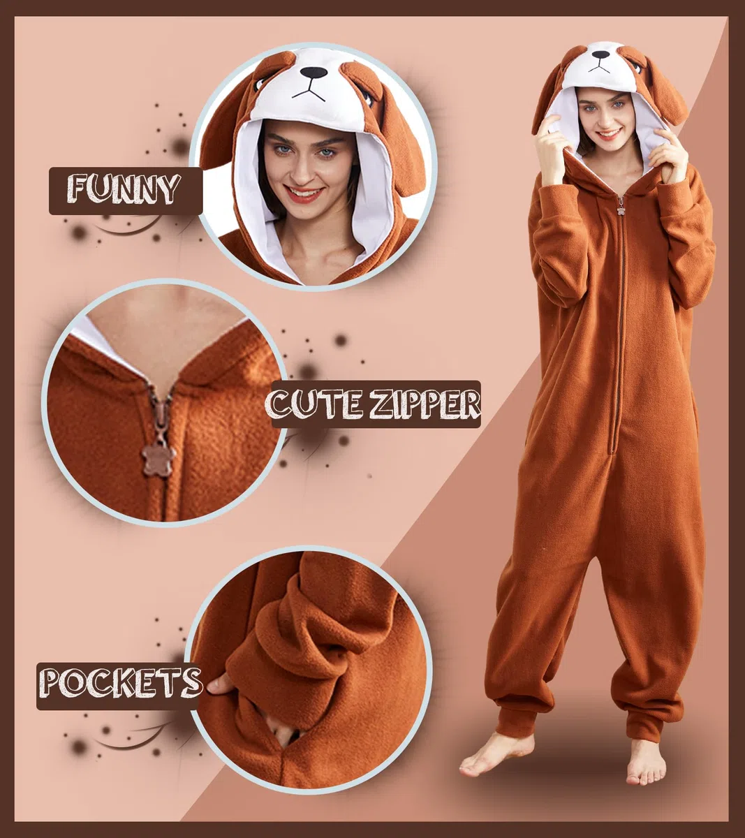 Mameluco unisex para perro, para adultos, Halloween, animales, cosplay, pijama, disfraz de fiesta, ropa de dormir de una pieza