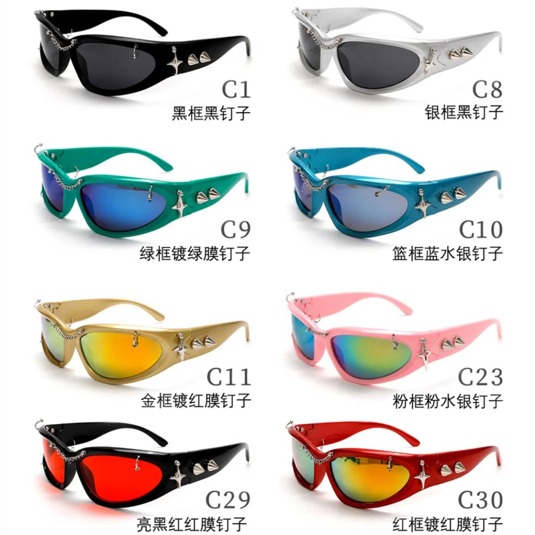 Gafas de sol de moda Punk Rivet con protección UV