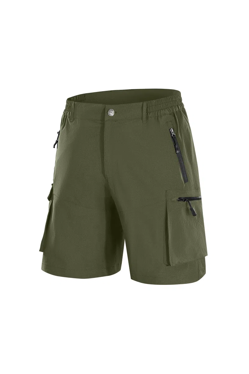 Tansozer Pantalones cortos de verano para hombre, de secado rápido, pantalones cortos elásticos, bermudas, pantalones deportivos para exteriores, trekking, senderismo, verde, S