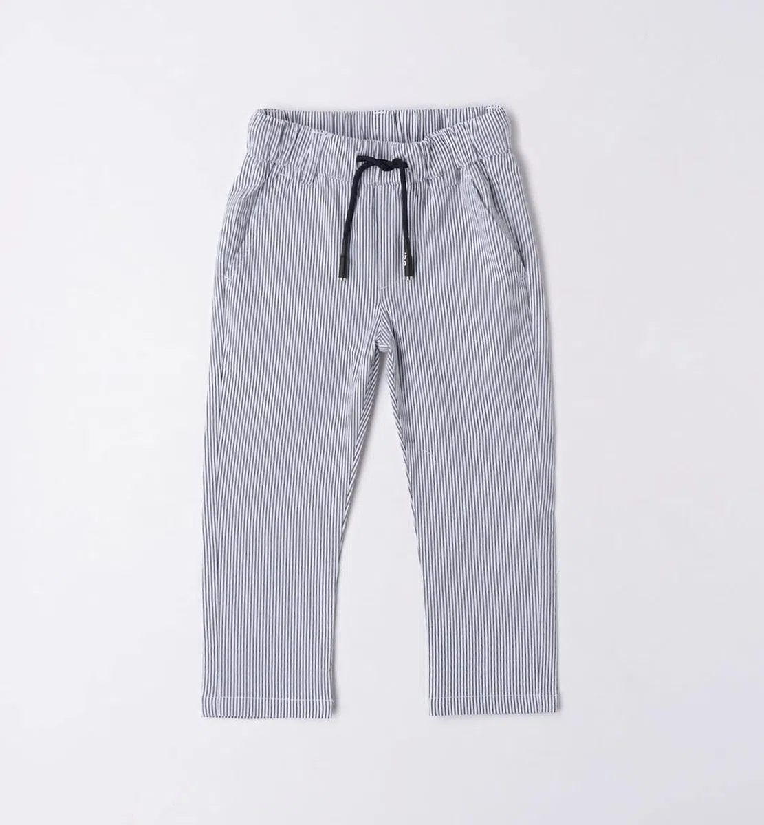IDO Conjunto de bautizo ceremonia para recién nacido 12 meses - 74 cm con chaleco camisa y pantalón blanco a rayas azules, Color blanco., 12 meses
