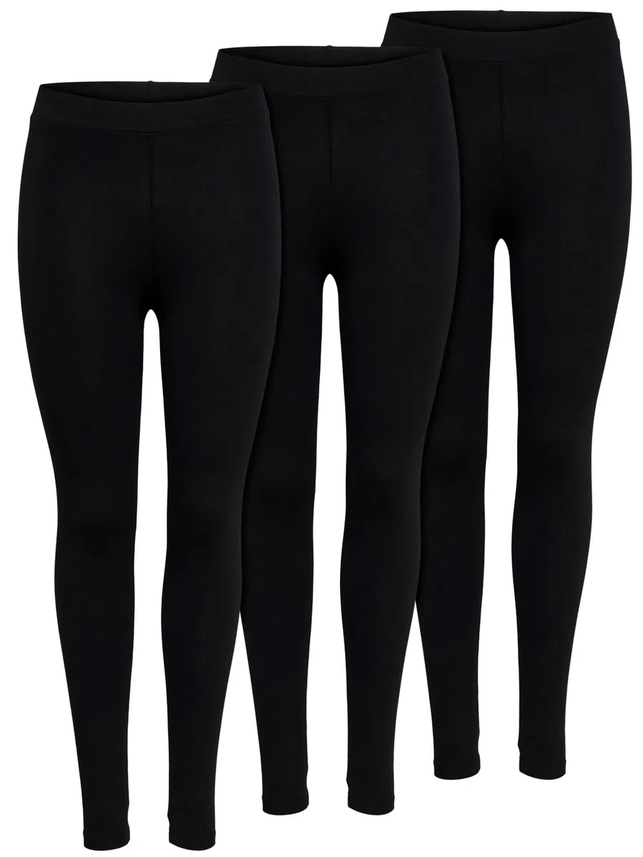 ONLY Paquete de 3 Leggings Negros Mujer - Opacos - para Salir a divertirse, Practicar Deporte, Hacer Yoga o IR al Gimnasio - 95% de algodón 15209151