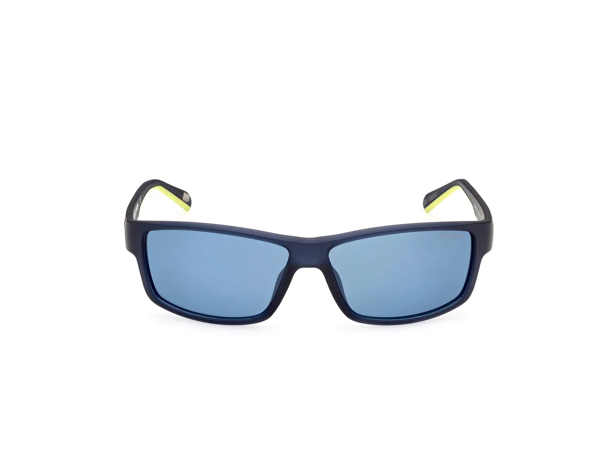 Skechers SE6159 Gafas de Sol para Hombre, Gafas de Sol Ligeras y Casual, Lentes Rectangulares, Lentes Ahumadas Polarizadas, Azul Opaco