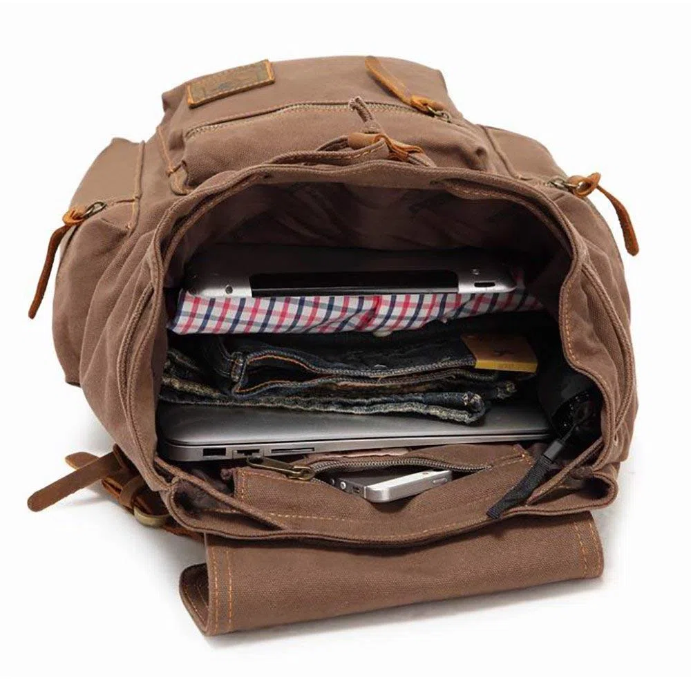 School College Rucksack, Casual Leather Backpack,Vintage Canvas Rucksack, Laptop Backpack,Travel Outdoor Shouder Bag,Travel Hiking Casual Daypack for Men Women