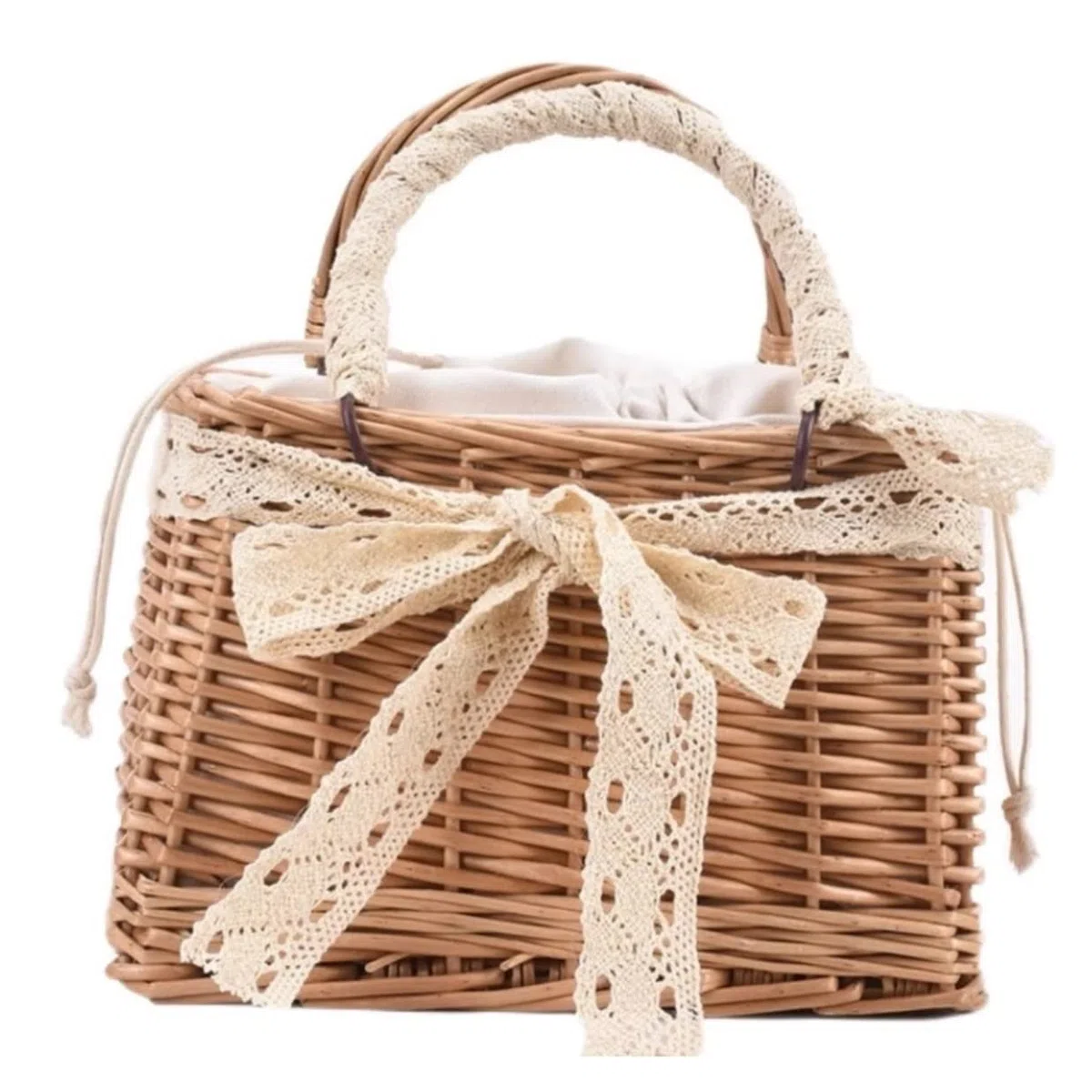 Bolso de Paja Bolsos Tejidos De Paja, Mano Hechos A Ratán Verano para Mujer, Bolso Playa para, Cesta Mujer(Bow)