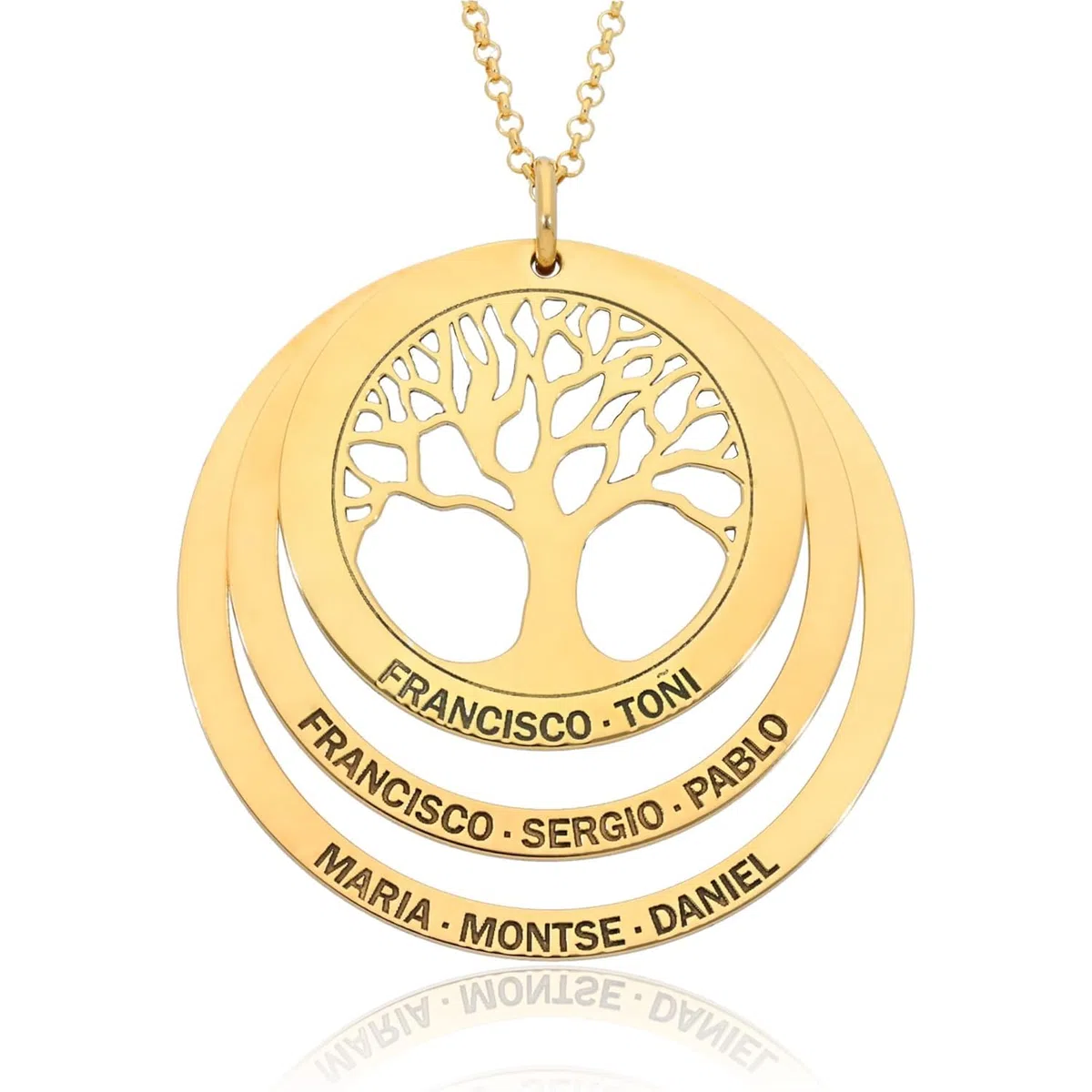 Collar Arbol de la Vida Personalizado para Mujer en Plata de Ley - con Cadena de 45 cm + Alargador - Regalo Original para Madres y Abuelas