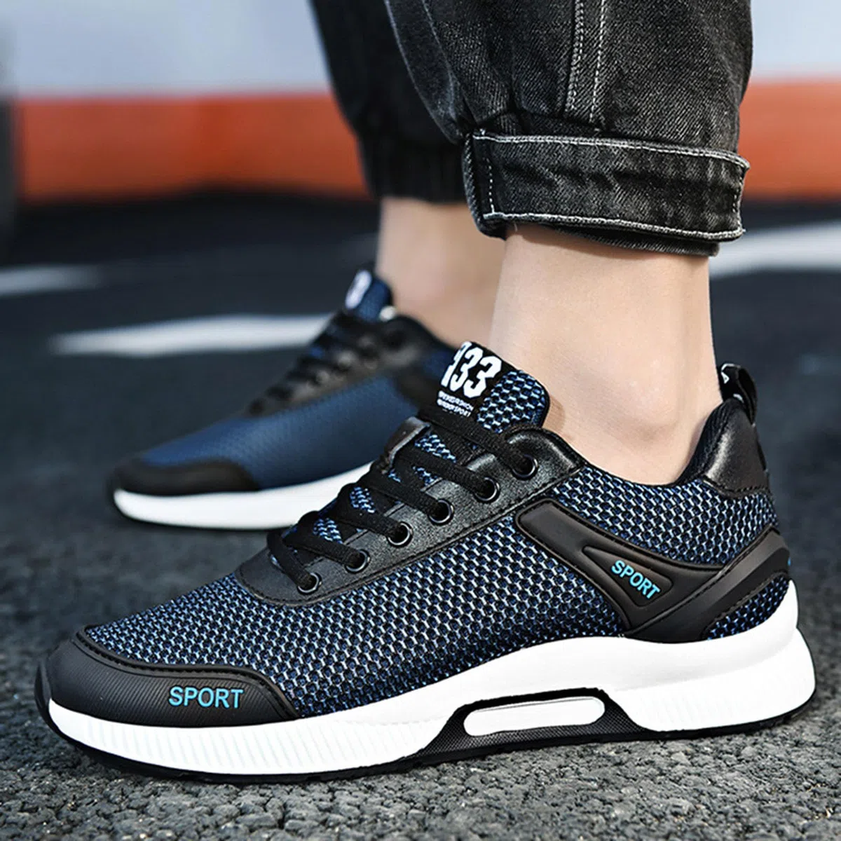 Generisch Zapatillas de correr para hombre con ajuste de altura integrado, material exterior de malla transpirable, diseño de cordones ligeros para un aumento de flotabilidad invisible, zapatos