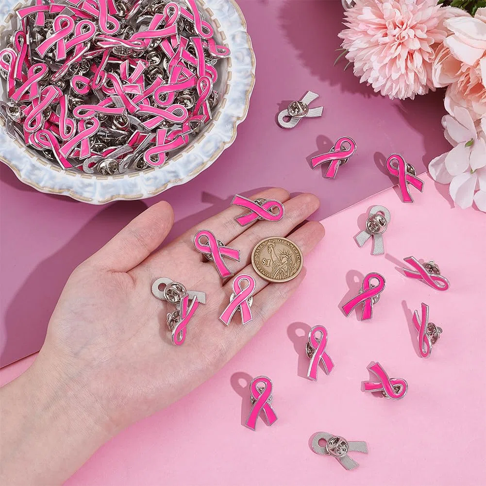 100 broches cinta rosa, broche de conciencia sobre el cáncer de mama, broche de esperanza para sobrevivientes, evento de caridad, recaudación de fondos, decoración para ropa