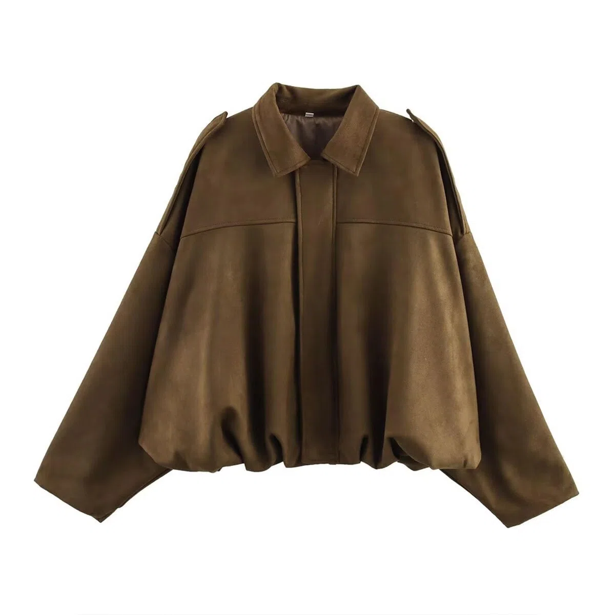 Generisch Chaqueta de gamuza sintética para mujer Abrigo de solapa de primavera Casual Oversized manga larga Streetwear Ropa de abrigo (Marrón, M)