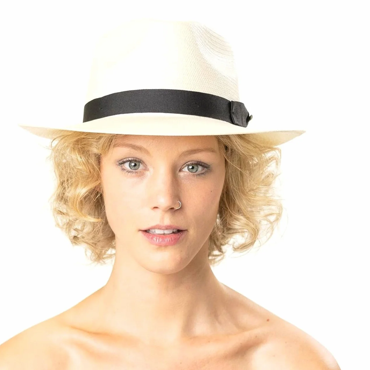 Stetson Sombrero Bogart Toyo Telida Mujer/Hombre - de Paja Sol con Banda Grosgrain Verano Primavera/Verano