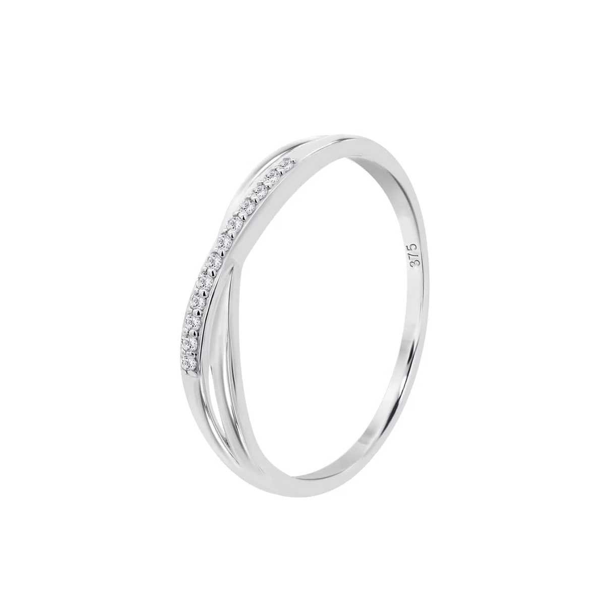 Time RoaD Anillo Mujer Cruzado con Diamantes Oro Blanco 9K de 375 ml - Diseño Ergonómico y Ajuste Perfecto DIA00043 - Ideal para Compromiso - Pedida - Alianza - Promesa - Anillos Mujer