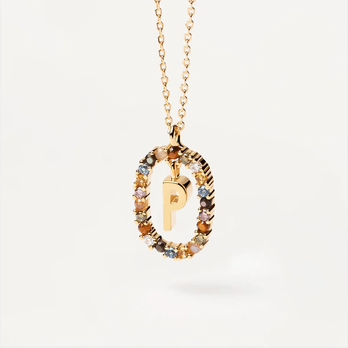 PDPAOLA – Collar con letra P de plata de ley 925, chapado en oro de 18 quilates, joya para mujer