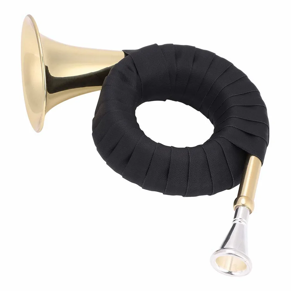 CHICIRIS Mini Cuerno de Caza de Latón, Instrumento Musical Profesional con Agarre de PU de, Hermoso Diseño para Amantes de la Música y Estudiantes