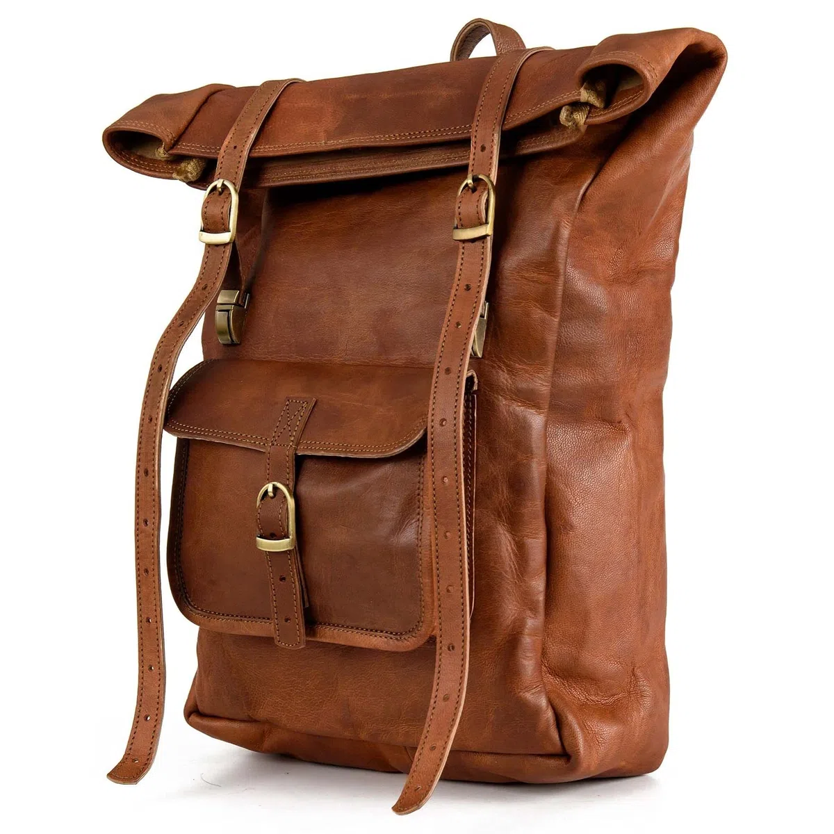 Berliner Bags Leeds Mochila de Piel Auténtica con Compartimento para Portátil y Diseño para Ciclistas, para Hombre y Mujer – Marrón