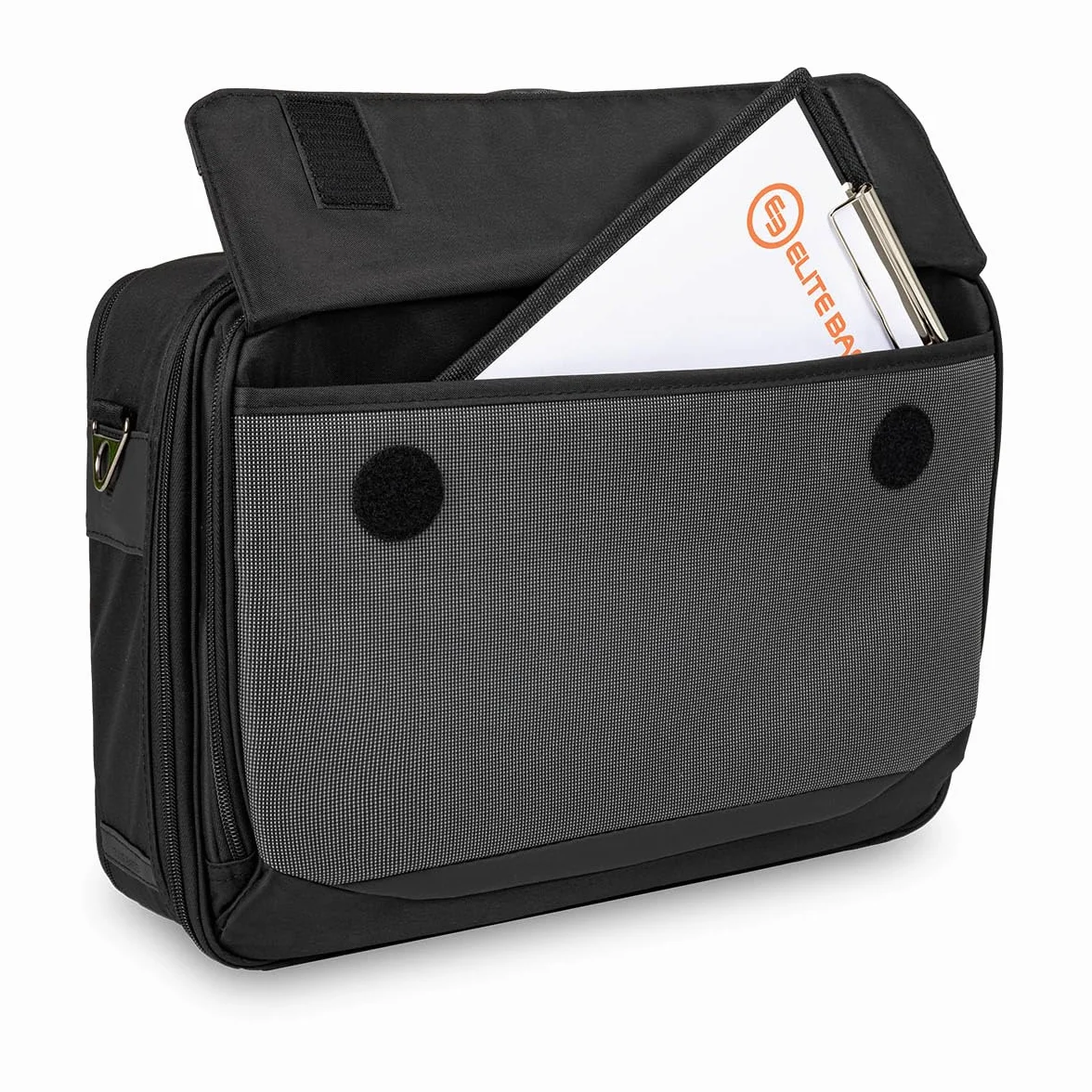 ELITE BAGS Doctor´S Bolsa del médico (Gris-Negro) | Sistema de transporte integrado y plegable; bolsillos modulares extraíbles, ampullarium