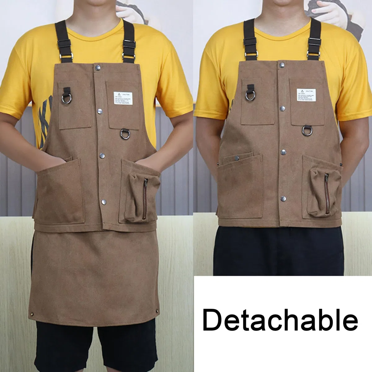 Delantal de trabajo Delantales for hombres, Delantales de trabajo con bolsillos Impermeable Lona Herramientas Delantal Dobladillo desmontable for carpintero, mecánico, Bladesmith