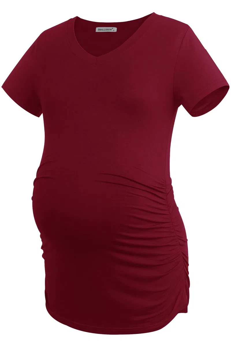 Smallshow - Camiseta de maternidad con cuello en V para mujer - - Medium