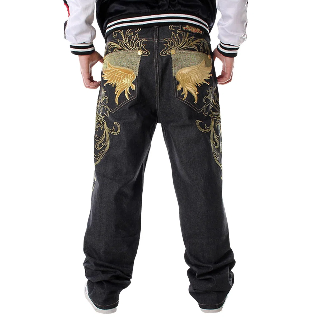 Pantalones de Mezclilla Hombre Estilo Urbano Hiphop Baile Callejero Estampado Casual Corte Recto Lavado Ancho