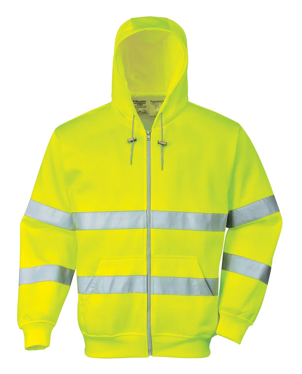 Portwest Sudadera De Alta Visibilidad Con Capucha Y Cremallera Frontal, Tamaño: M, Color: Amarillo, B305YERM