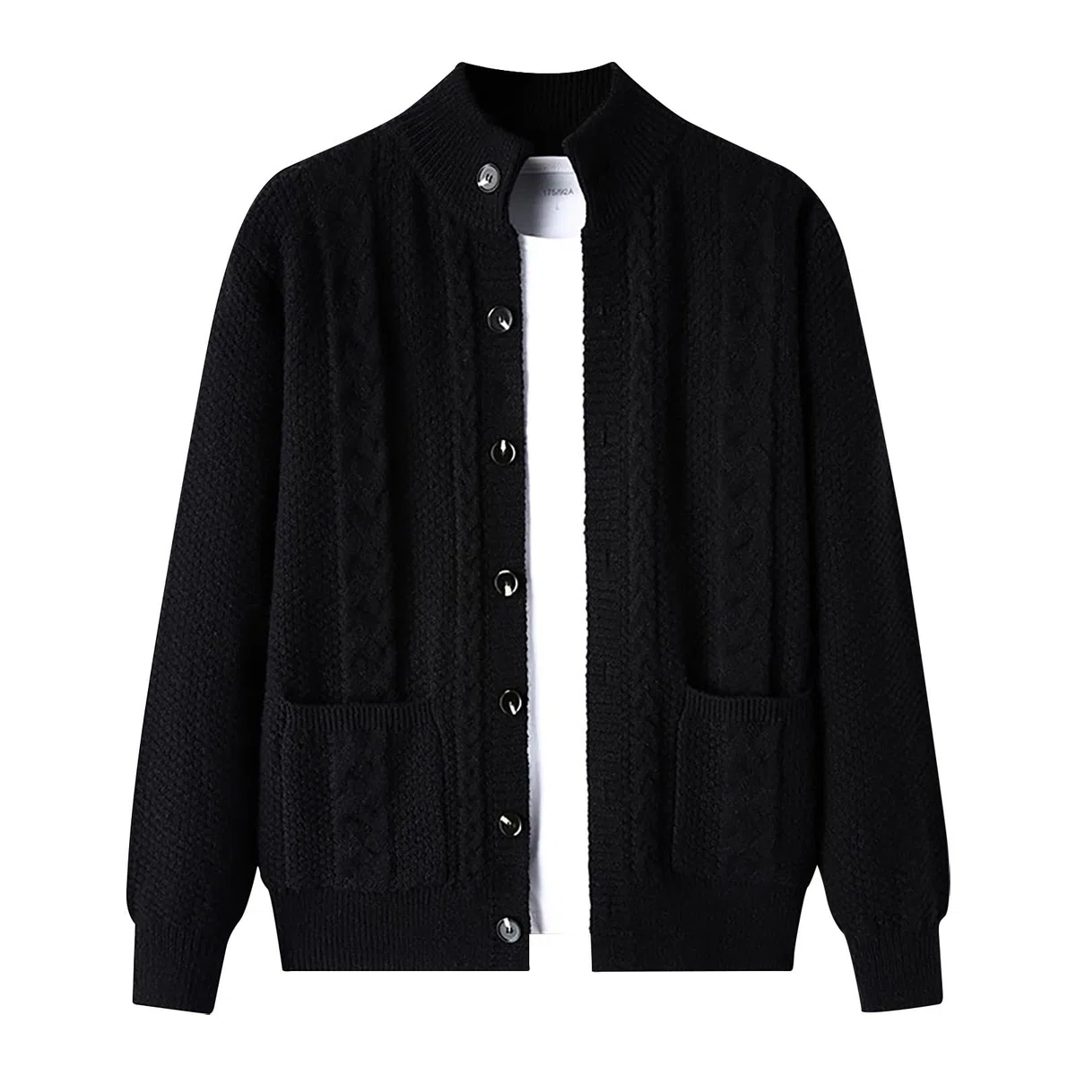 Genérico Cardigan Hombre Punto, Chaqueta Punto Hombre con Cuello Chal Suéter Cuello V Punto Manga Larga Solapa Cuello Abrigo De Punto con Bolsillos para El Ocio Y El Autocultivo
