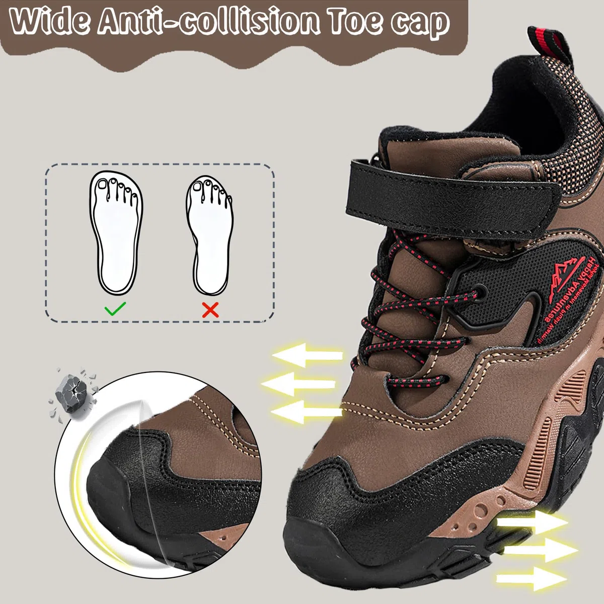 Botas de senderismo para niños, impermeables, para caminar, para exteriores, ligeras, para senderismo, camping, escalada, Brown, 39 1/3 EU