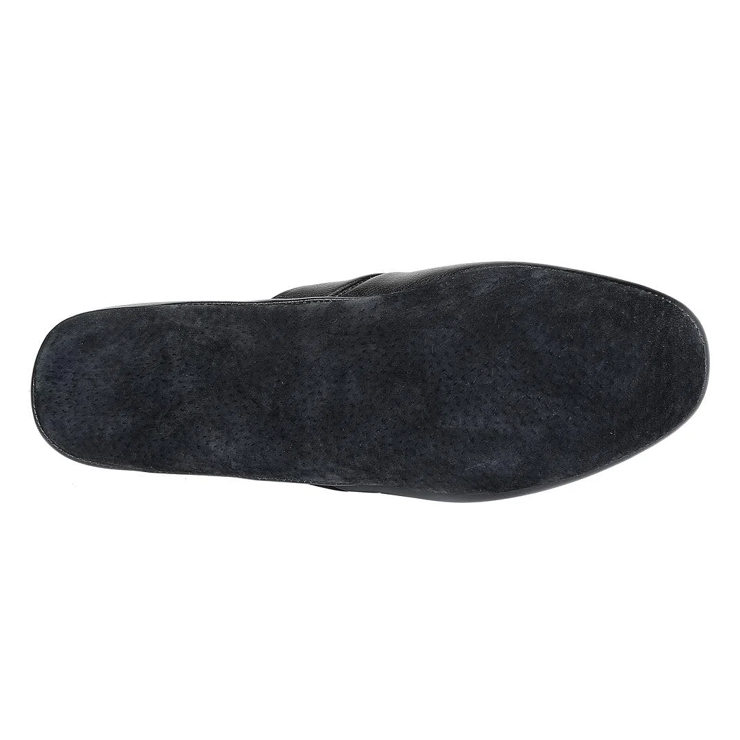 Pamir Pantuflas de piel auténtica para hombre con suela de espuma viscoelástica y suela de piel, talla 9 de ancho