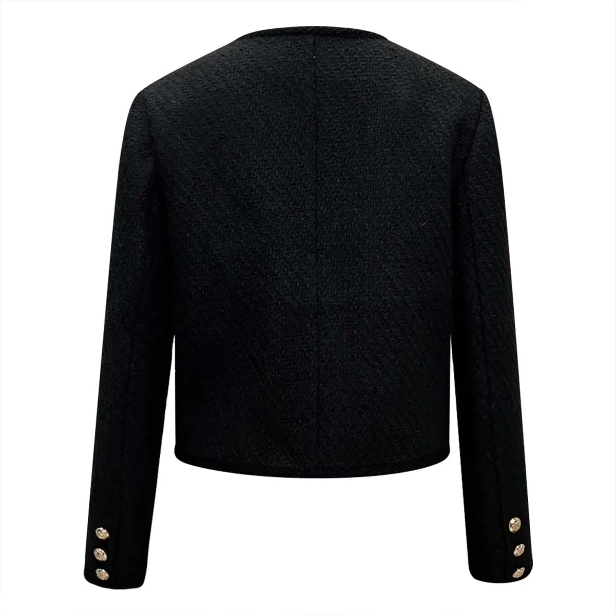 Chaqueta Informal Ligera de Cuello, cárdigan Corto con Botones metálicos clásicos para otoño, Mujer, Elegante, Moda
