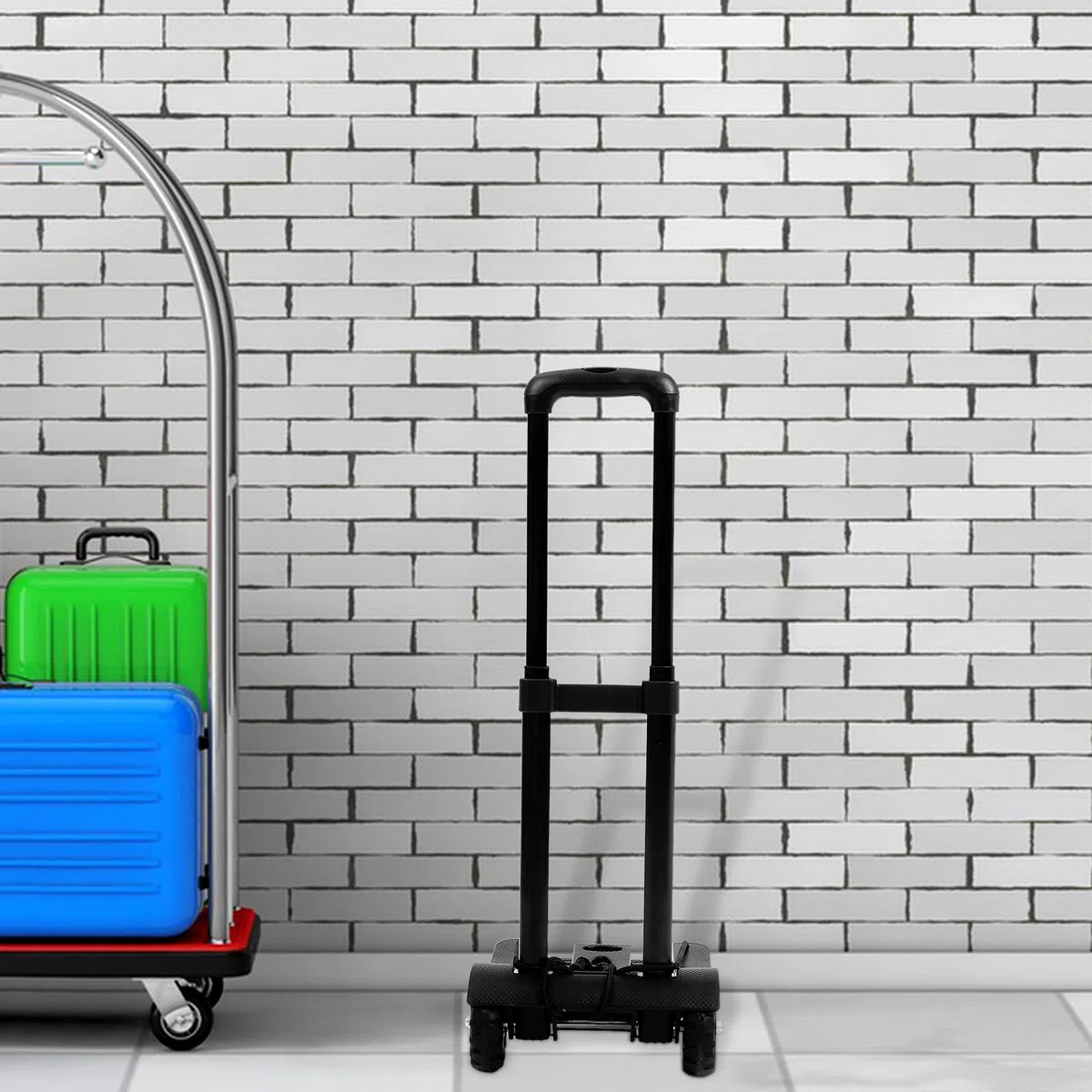 SHOWERORO Carrito y Aleación de Aluminio Ruedas Portátil Plegable Diseño Reforzado Barra de Tracción para Compras y Viajes Pequeños