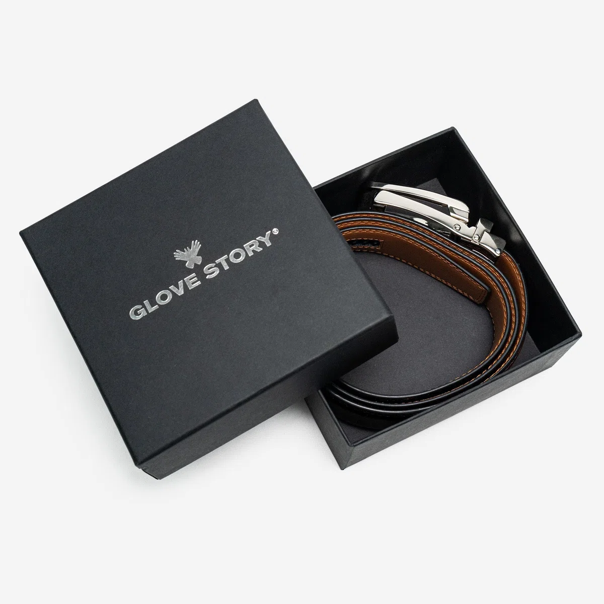 GLOVE STORY Cinturón de piel para hombre, hebilla de vestir, para traje, pantalones y pantalones – Caja de regalo, experiencia en piel desde 1996