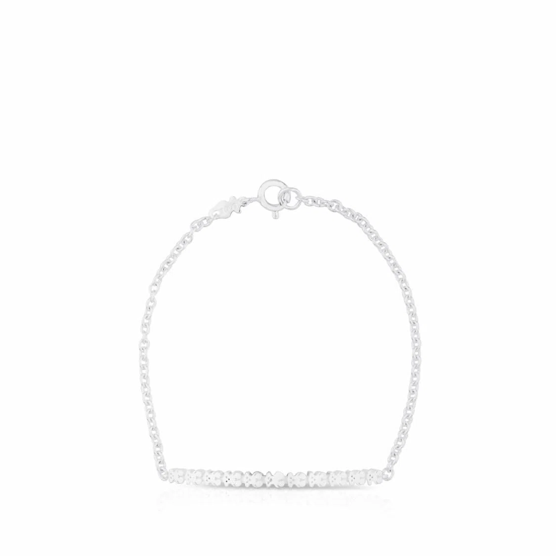 TOUS Pulsera de Plata de Primera Ley para Mujer con Motivo de 3.4cm, 17.5 cm de Largo, Clásica y Elegante, Colección Straight