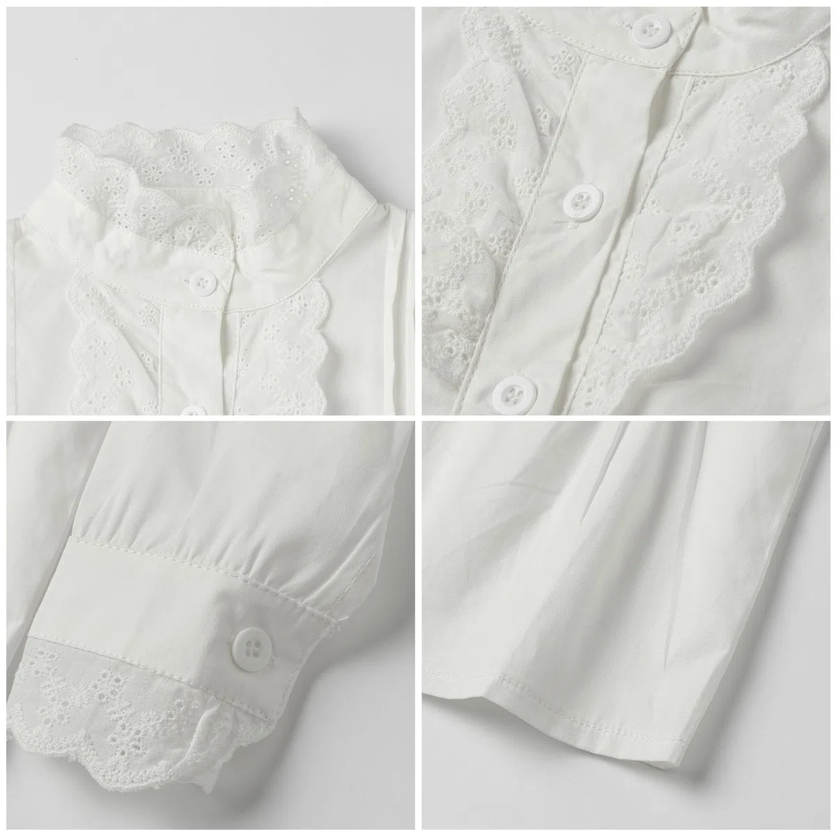 Mud Kingdom Blusa victoriana de algodón con volantes y botones para niñas pequeñas de 3 a 11 años