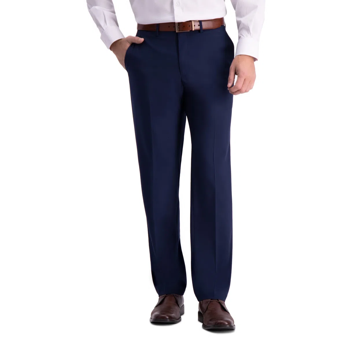 Haggar 4-Way Stretch Straight Fit Flat Front Dress Pant - Pantalones para Vestir Hombre