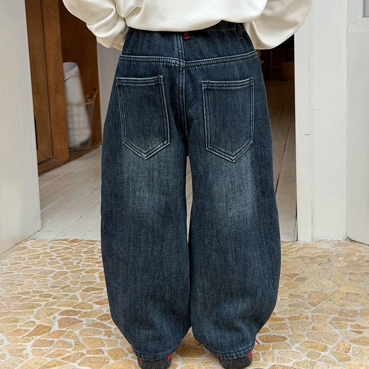 Pantalones Vaqueros Estilo niño Forrados, cálidos, de Invierno, cómodos, Informales, Desgastados, descoloridos y duraderos.