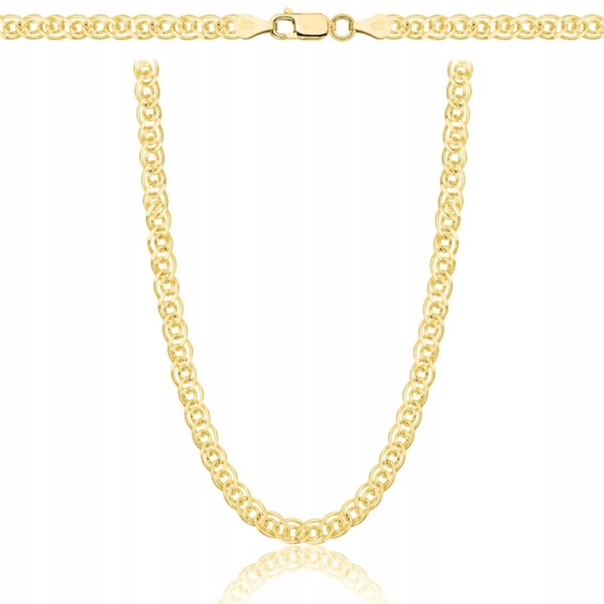 Zelya Cadena de oro para hombre, doble tejido ornamental, plata 925/585 chapada en oro, cadena de oro de 0,38 mm de ancho, cadena de eslabones unisex para mujer y hombre, caja de regalo