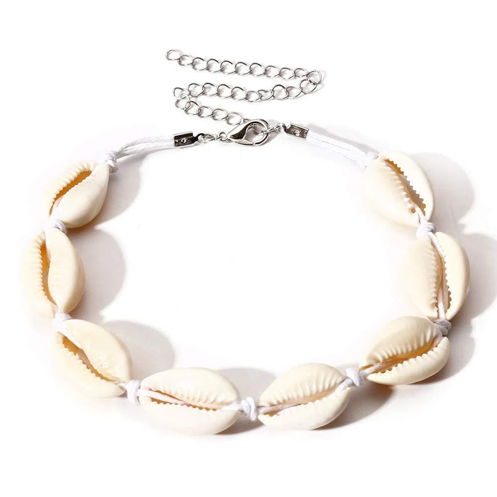 Tobillera de Concha con Cuentas Naturales, joyería Hecha a Mano para pies de Playa, Estilo Hawaiano, Ajustable para Mujeres, cómoda y respetuosa con el Medio Ambiente