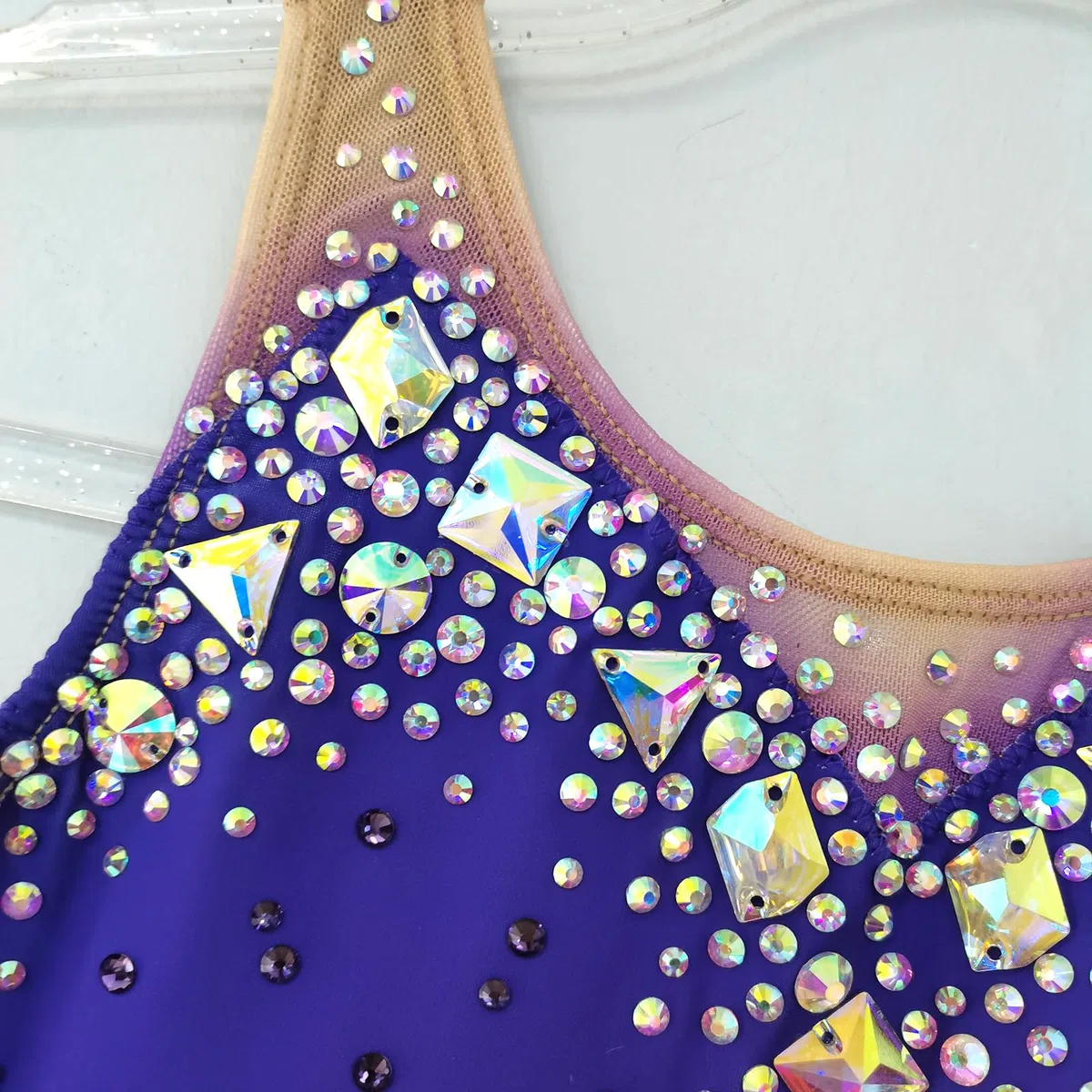LIUHUO Mallas de gimnasia rítmica, a la moda, cómodas, de malla, color morado, elegantes
