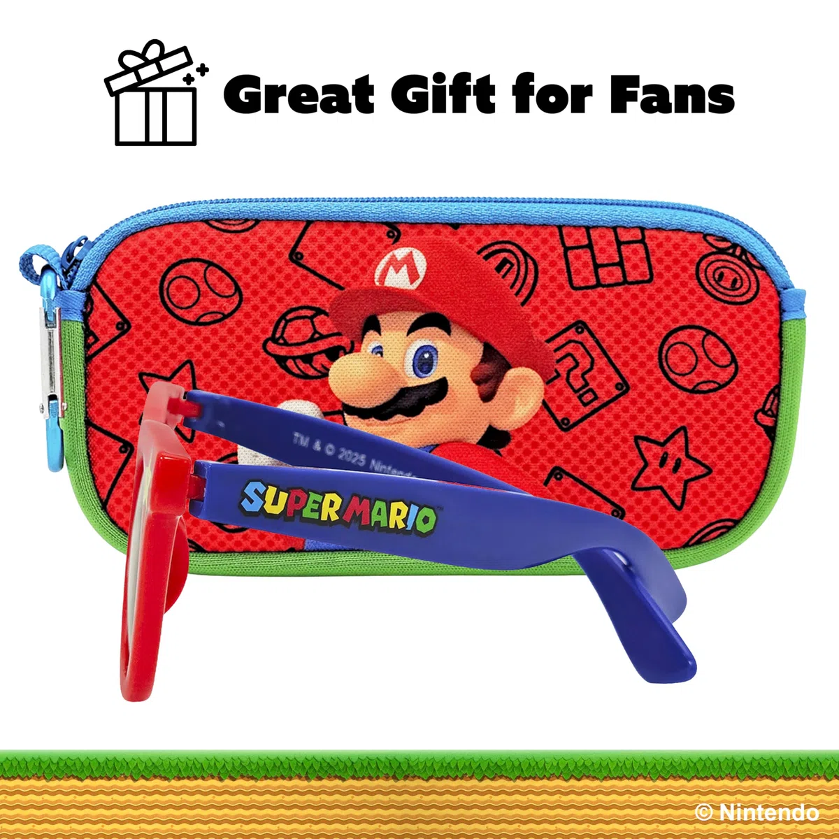 ARKAID Super Mario - Gafas de sol con funda suave | Paquete de 2 lentes con licencia oficial | UV 400 | Talla única para la mayoría de los niños