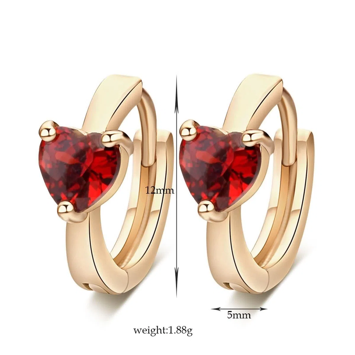 AMDXD Pendientes de oro amarillo Au750 de 18 quilates para mujer, joyas de oro auténtico, pendientes de aro con moissanita, corte de corazón, pendientes de oro de 18 quilates para mujer pequeños