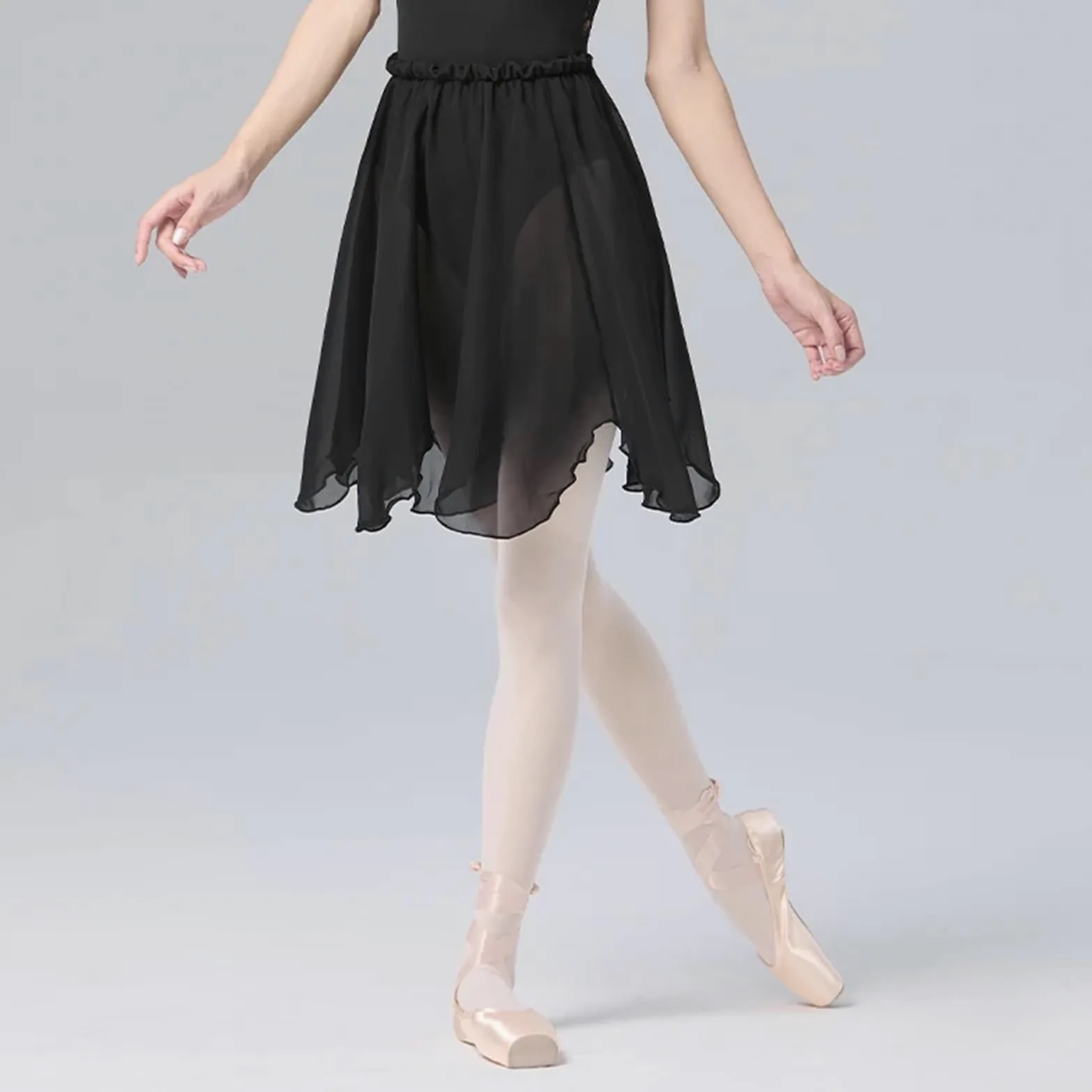Faldas de Ballet for Mujer, Cintura elástica, Color Blanco y Negro, pétalos, Longitud Media, Falda Gasa, tutú Bailarina