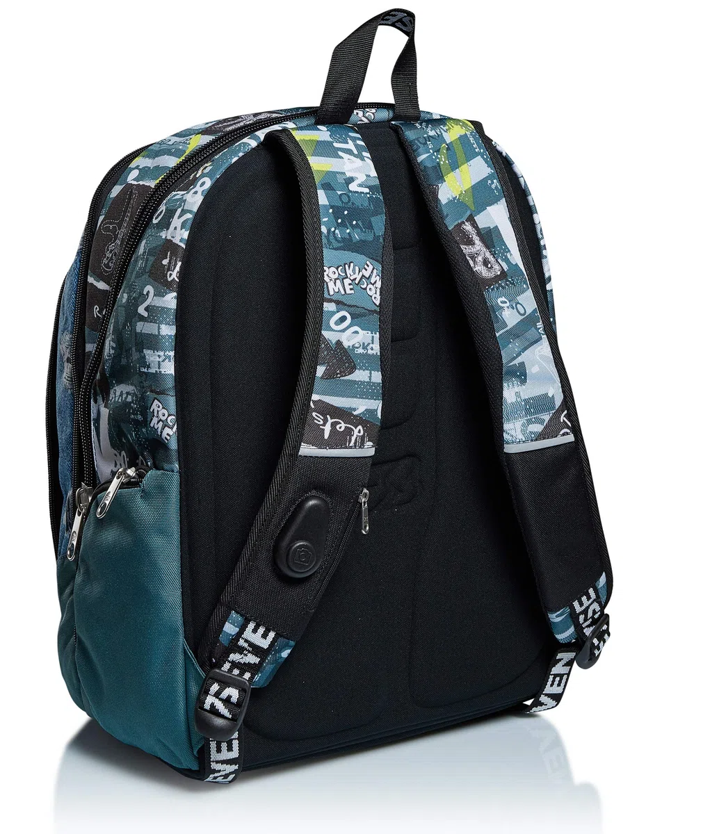 Seven Mochila Doble Compartimiento ADVANCED SELFIE REMOTE CONTROLL YOU ROCK, Abyss - Mochila Escolar, Escuola Primaria, Secundaria, Colegio para niñas, niños, hombres, mujeres y adolescentes