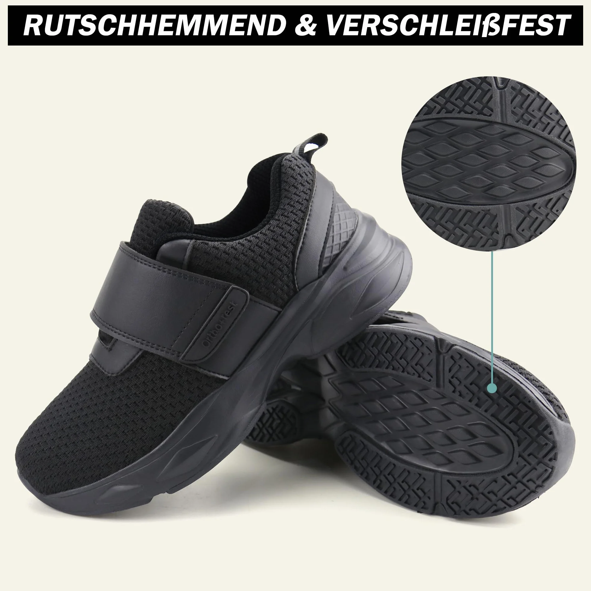 Ortho+rest Zapatos para diabéticos para mujer con cierre ajustable Zapatos ortopédicos para pies hinchados