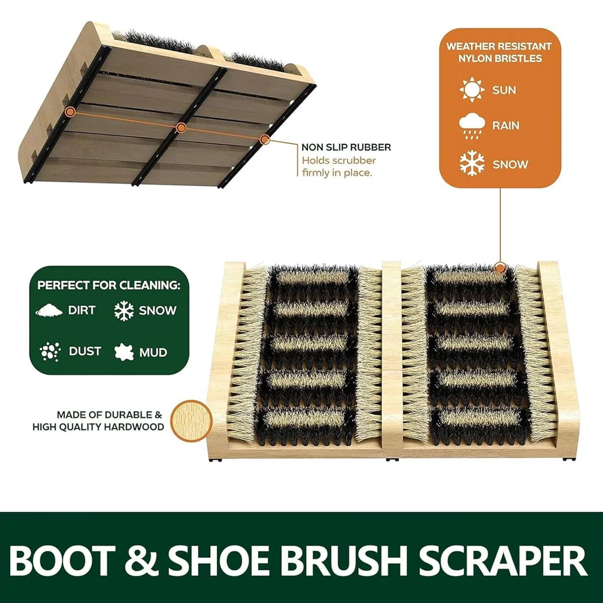 Cepillo para Zapatos para Exteriores, Limpiador De Botas Resistente con Base Estable, Limpia En Profundidad, Elimina La Suciedad, Nieve, Barro Y Arena, Uso para Zapatillas Botas De Lluvia