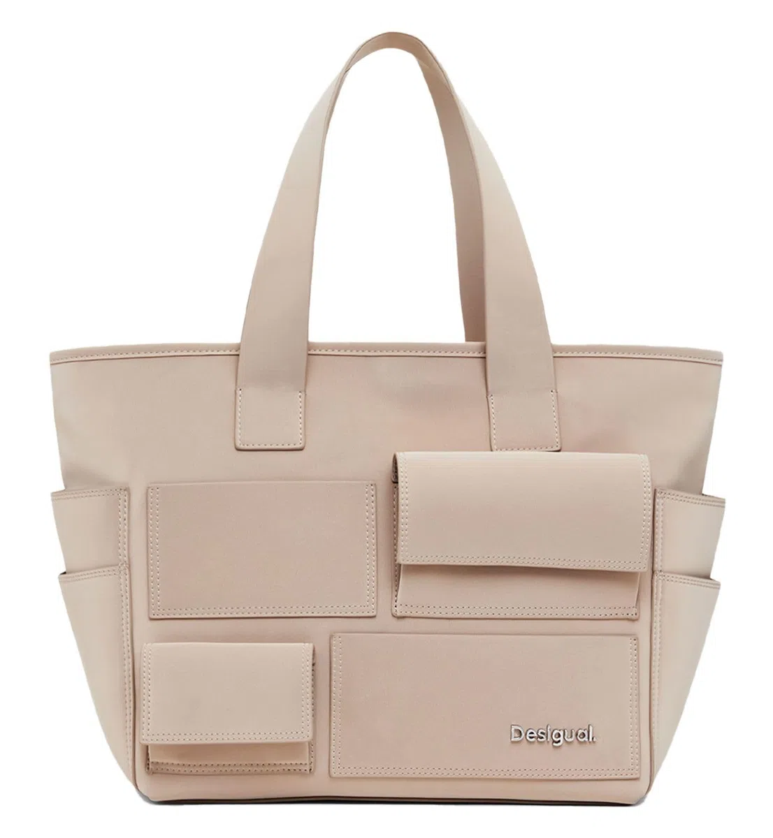 Desigual bolso shopper bolso bandolera Pocket Face Pravia Shopping Bag Raw beige